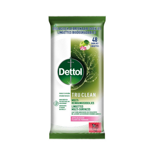 Dettol Oppervlakken Reinigingsdoeken Tru Clean Biologisch Appelbloesem 48 st.