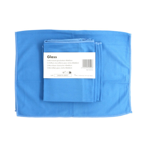 Hy@pro Microvezel Glasdoek/Poleerdoek Blauw 40 x 60 cm 260 gr/m² 5 st.