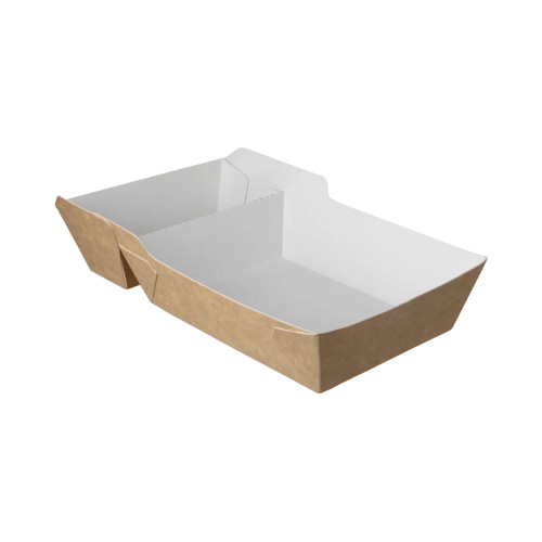 Frietbakje/Snackbakje A20 (A14+1) Karton Kraft Bruin/Wit 400 st.